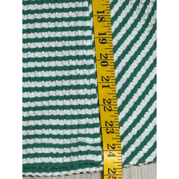 Maeve Tank Top Womens L Green White Striped Peplum V Neck Textured - Picture 5 of 13